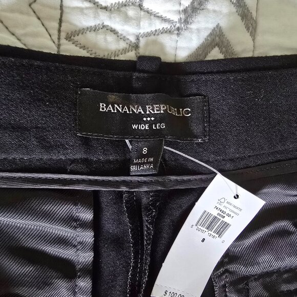 Banana Republic Wide leg Black Flannel Dress Pants Size 8 NWT - Picture 9 of 11